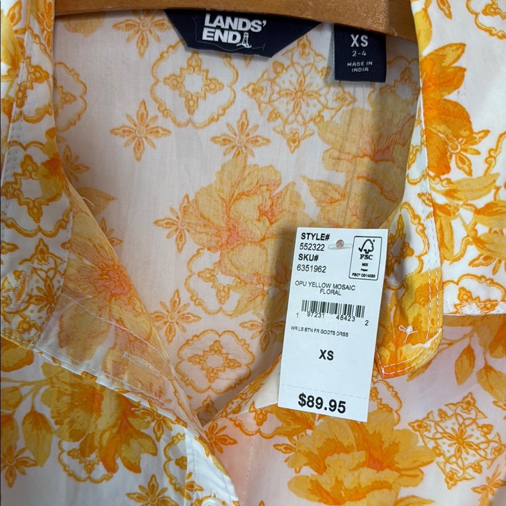NEW Lands’ End Women’s Poplin Button Front Dress with Godets - Picture 8 of 9